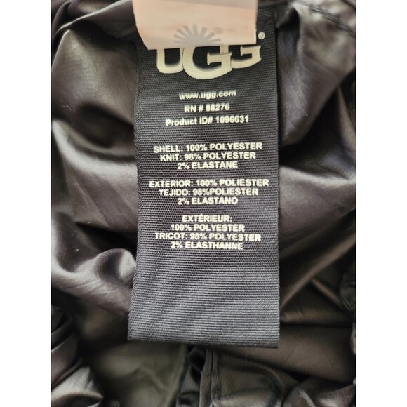 UGG Brittany Hooded Anorak Rain Coat Black Size L White Zipper Pockets Festival - Picture 10 of 15